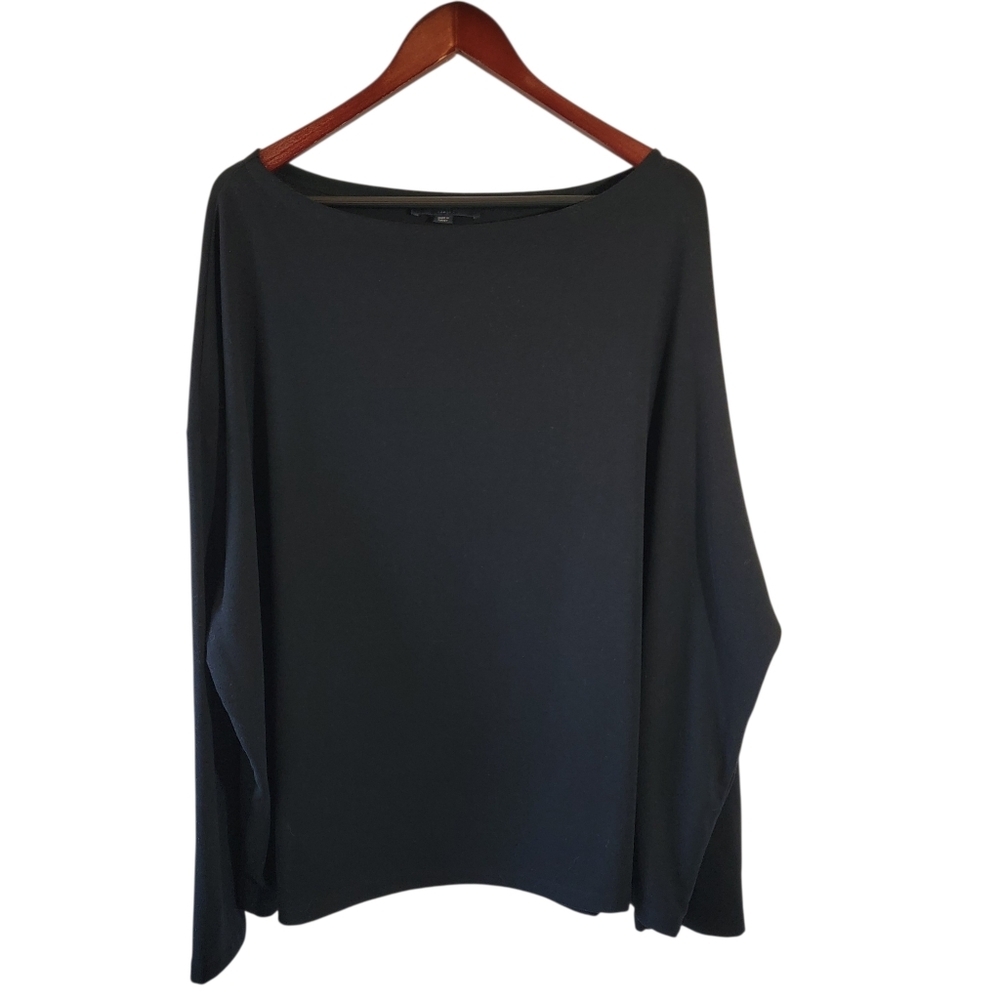 ALLSAINTS Black Long Sleeve Knit Top Sz L Boat Neck Minimalist Old Money Capsule
